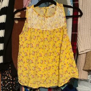 Yellow Floral Lace Kids Blouse